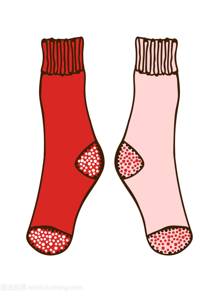 嘟嘟雙彩色襪子。插圖設計