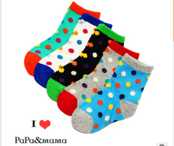 【滿包郵】韓國彩色波點兒童襪子 外貿童襪 寶寶襪子 冬款襪子