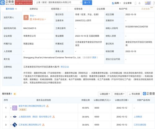 上港集團(tuán)布局淮安 2億元注冊(cè)資本成立國(guó)際集裝箱碼頭公司，家族企業(yè)戰(zhàn)略投資啟航